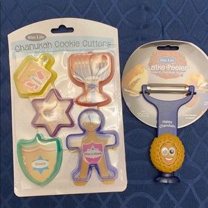 NEW Chanukah Hanukkah Dreidel Menorah Cookie Cutters & Potato Shape Latke Peeler